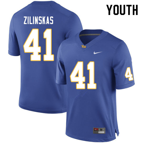 Youth #41 Jake Zilinskas Pitt Panthers College Football Jerseys Sale-Royal